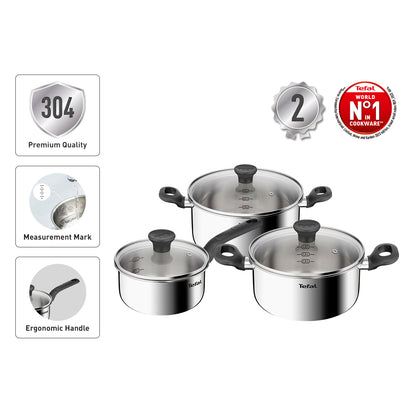 Tefal Starter 6pcs Set (SP16cm + STW20cm + STW24cm w/lid )