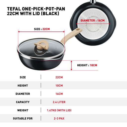 Tefal One-Pick-Pot Pan 22cm (Black)