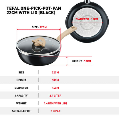 Tefal One-Pick-Pot Pan 22cm (Black)