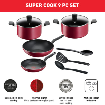 Tefal Super Cook 9 Pcs Set (FP24+STW22/24+WP28+Spatula)