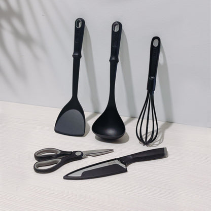 Tefal Kitchenware 5 Pcs Set (Chef Knife 15cm + Kitchen Shears 21cm + Ladle Spatula + Wok Spatula + Bievenue Whisks)