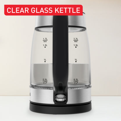 TEFAL GLASS KETTLE 1.7L BLACK GLAMA