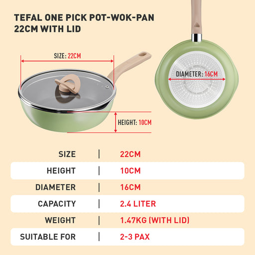 Tefal One-Pick-Pot-Pan 22cm (Avo Green)