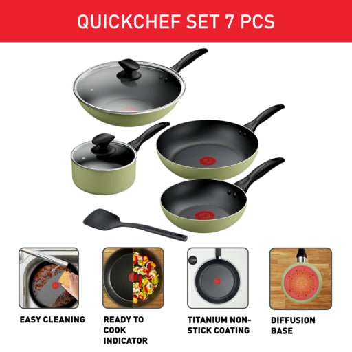 Tefal Quickchef 7 Pcs Set Moringa (Green)