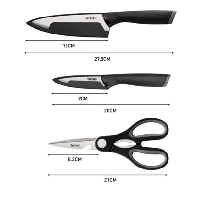 Tefal Comfort Knives 3-PC Set (Pairing 9cm + Chef Knife 15cm + Shears)
