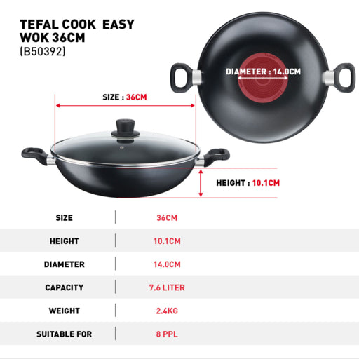 Tefal Cook Easy Wok with Lid 36cm