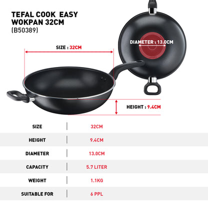 Tefal Cook Easy Wokpan with lid 32cm