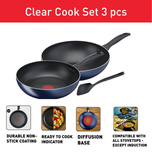 Tefal  Clear Cook 3-PC set (FP26+WP28+Small Spatula)