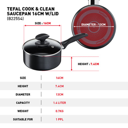 Tefal Cook & Clean 4 Pcs Set (SCP + WP + Small Spatula)