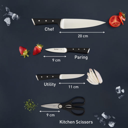 Tefal Ice Force 5 Pc S2t (Chef + Utility + Paring + Scissors + Block))