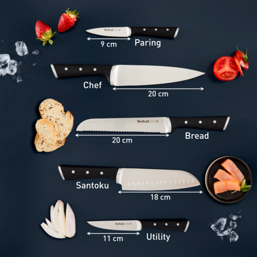 Tefal Ice Force 6 Pc Sst (Chef + Bread + Santoku + Utility + Paring + Block)