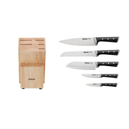 Tefal Ice Force 6 Pc Sst (Chef + Bread + Santoku + Utility + Paring + Block)