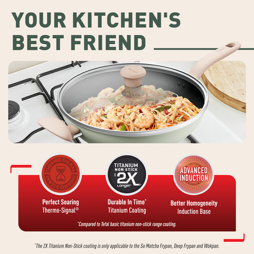 Tefal So Matcha Non-Stick Cookware Set – 4-Piece Set with Lids