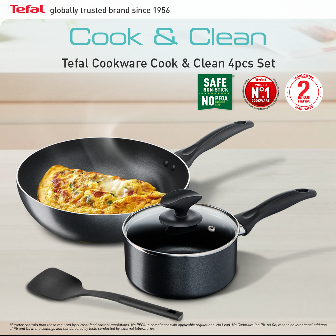 Tefal Cook & Clean 4 Pcs Set (SCP + WP + Small Spatula)