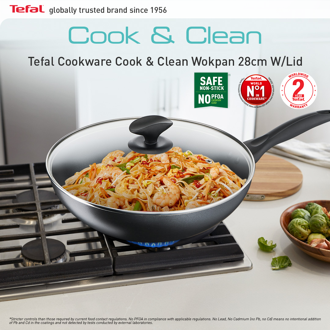 Tefal Cook & Clean Wokpan with lid 28cm