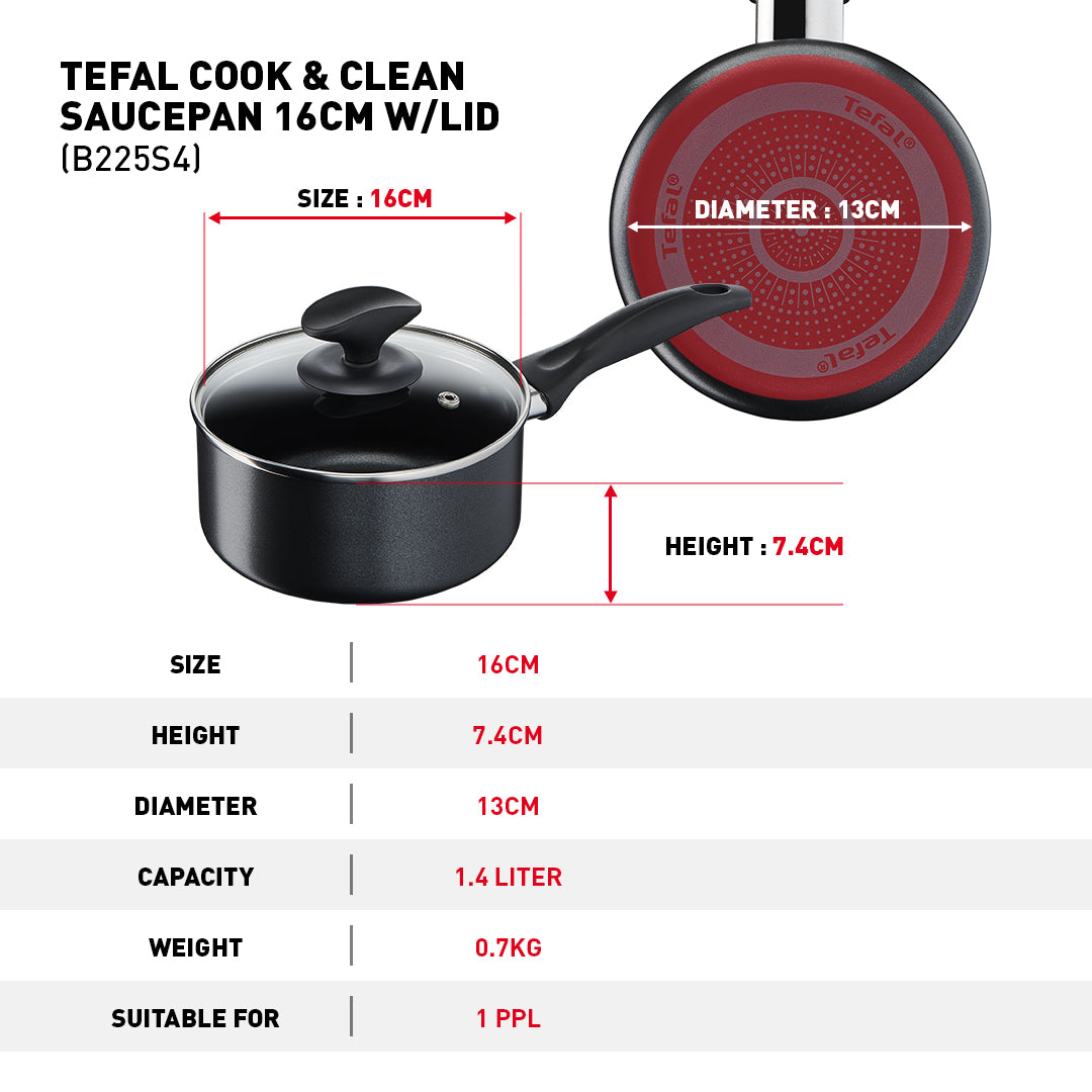 Tefal Cook & Clean 4 Pcs Set (SCP + WP + Small Spatula)