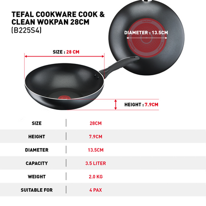 Tefal Cook & Clean 4 Pcs Set (SCP + WP + Small Spatula)