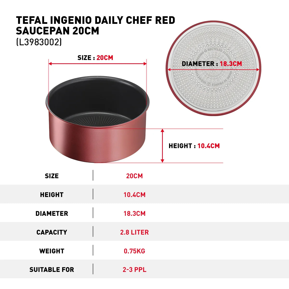 Tefal Ingenio Daily Chef Saucepan 20cm