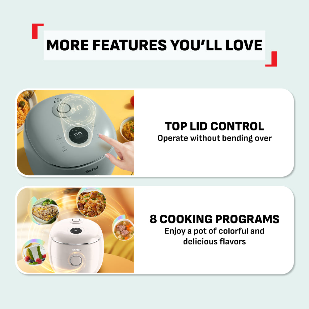 Tefal POP Rice Cooker Rise 0.7L (4 Cups) RK535A