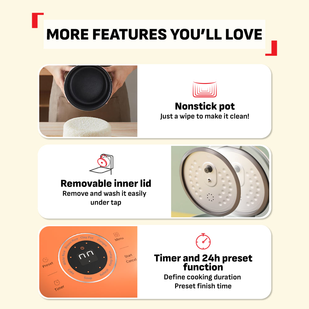 Tefal POP Rice Cooker Rise 0.7L (4 Cups) RK535A