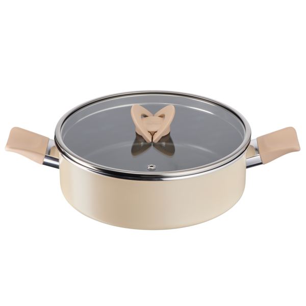 Tefal Cookware Blossom Shallow Pan 24cm w/lid (Beige)