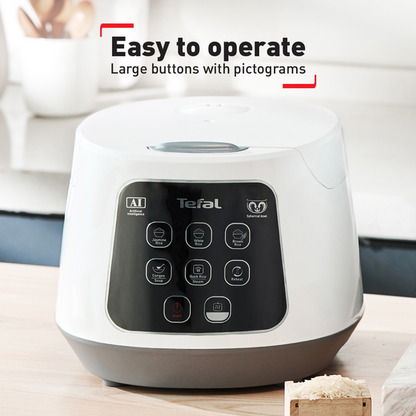 Tefal Easy Rice Compact Fuzzy Logic Rice Cooker 1.0L RK7301 (5.5 Cups)