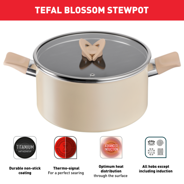 Tefal Cookware Blossom Stewpot 24cm w/lid (Beige)