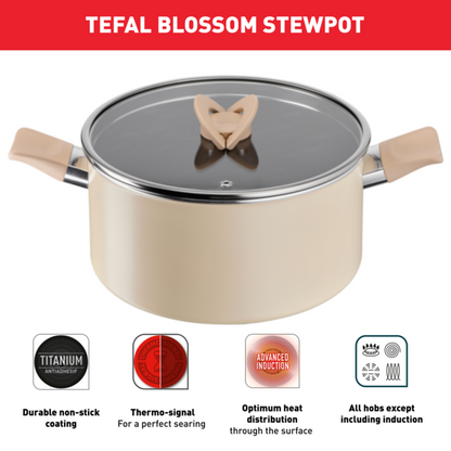 Tefal Cookware Blossom Stewpot 20cm w/lid (Beige)